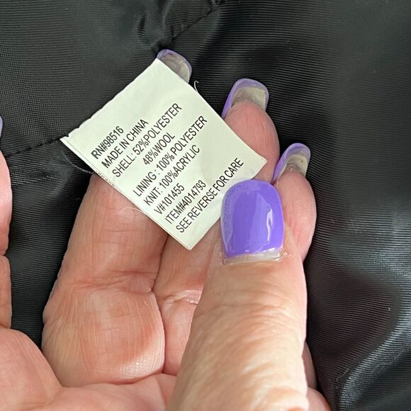 Coldwater Creek Coat Womens Medium Gray Wool Blend Belted Jacket Knit Collar - Picture 9 of 10